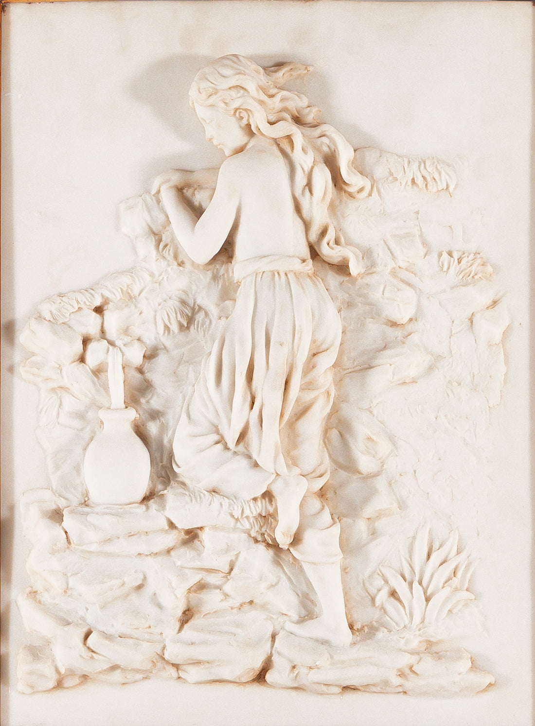Framed Faux-Marble Bas Relief
