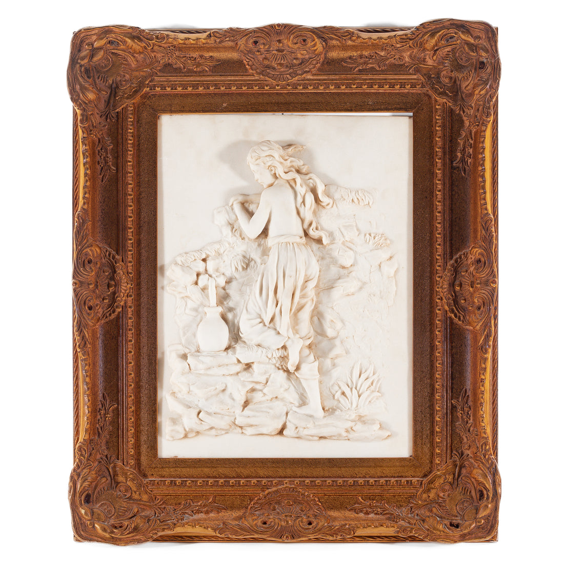 Framed Faux-Marble Bas Relief