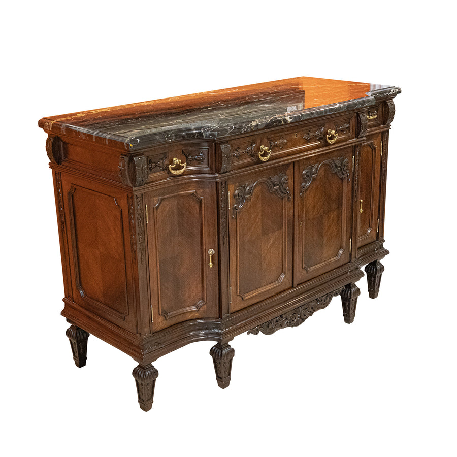 Stone Top Louis Style Mahogany Buffet
