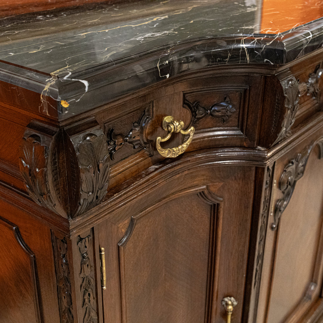 Stone Top Louis Style Mahogany Buffet