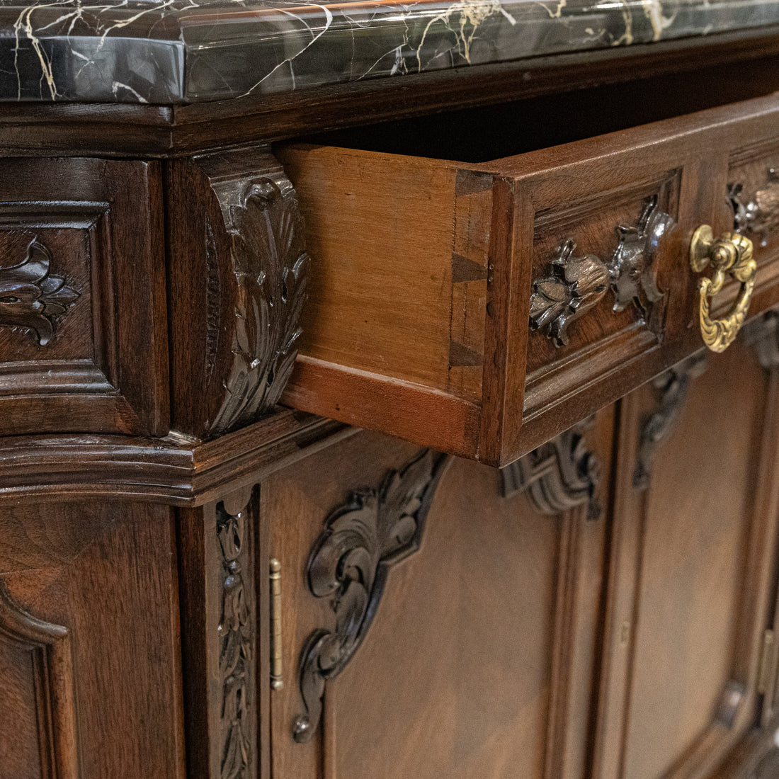 Stone Top Louis Style Mahogany Buffet