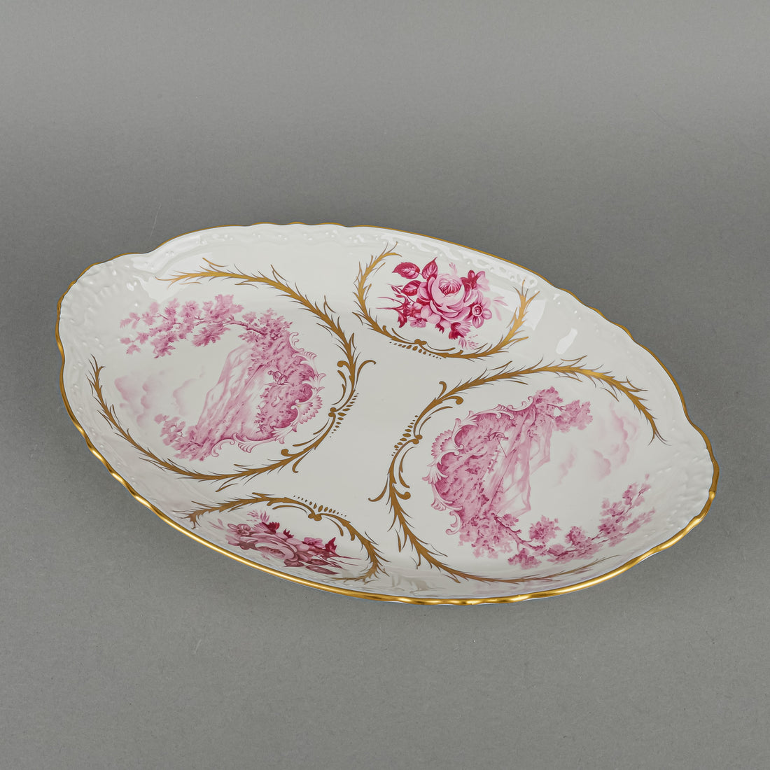 PORCELAINE DE FRANCE Scenic Panel Oval Tureen Set 4pcs