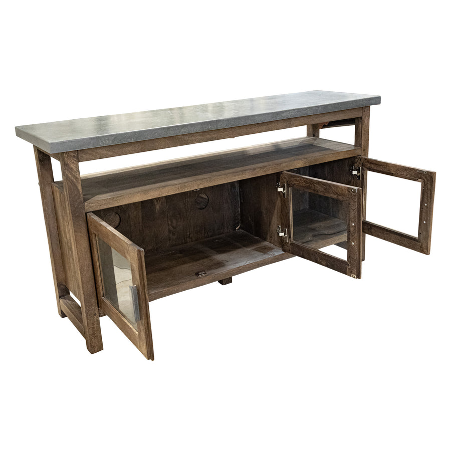 Walnut Media Cabinet w/Painted Steel Top