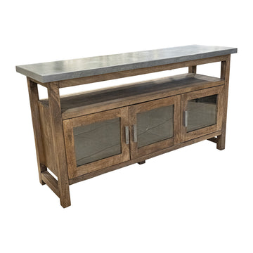 Walnut Media Cabinet w/Painted Steel Top