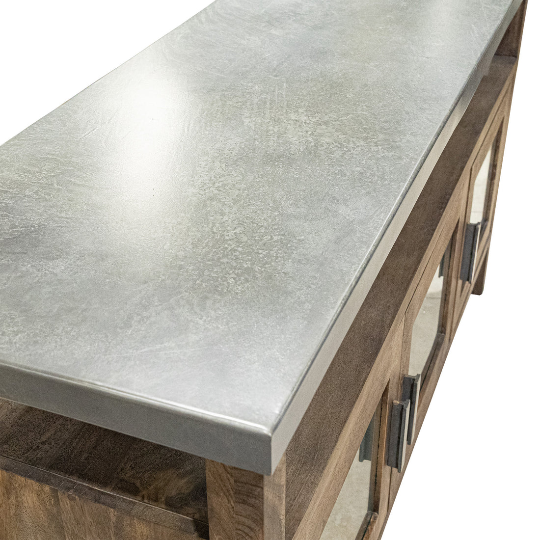 Walnut Media Cabinet w/Painted Steel Top