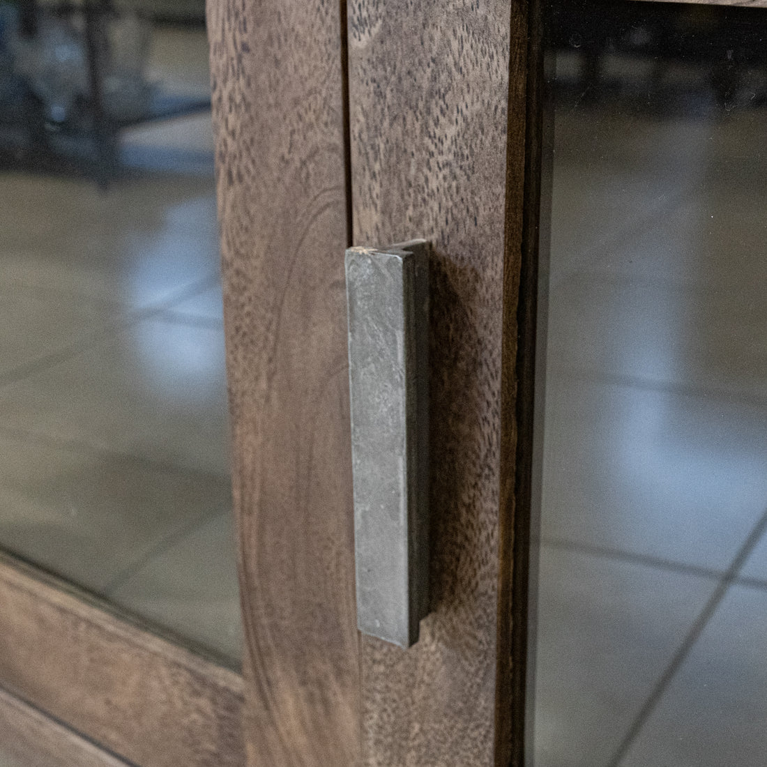 Walnut Media Cabinet w/Painted Steel Top