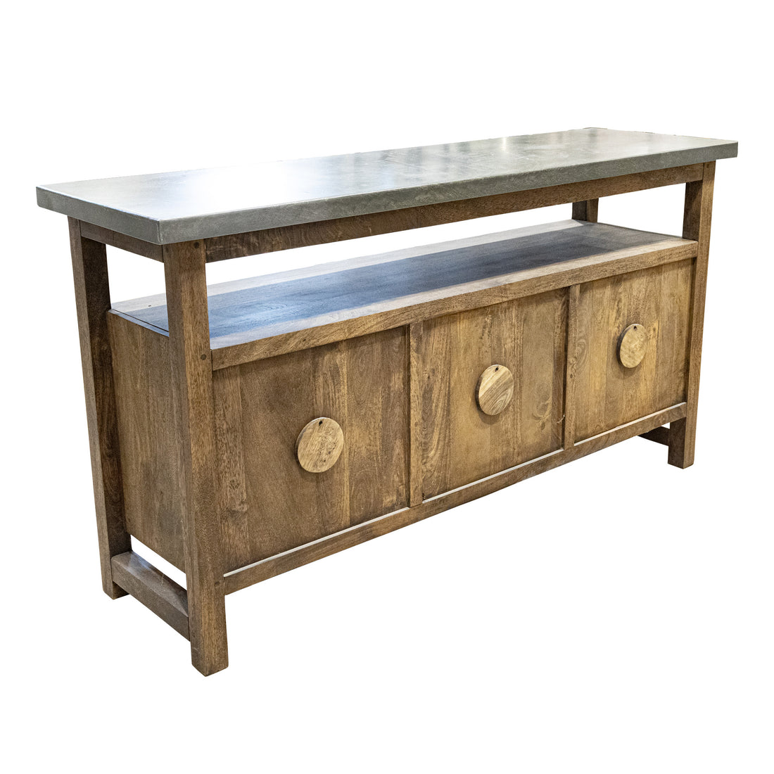 Walnut Media Cabinet w/Painted Steel Top