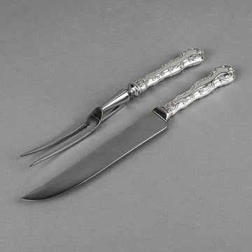 BIRKS Pompadour Sterling Handle Stainless Steel Craving Set 2 Pieces