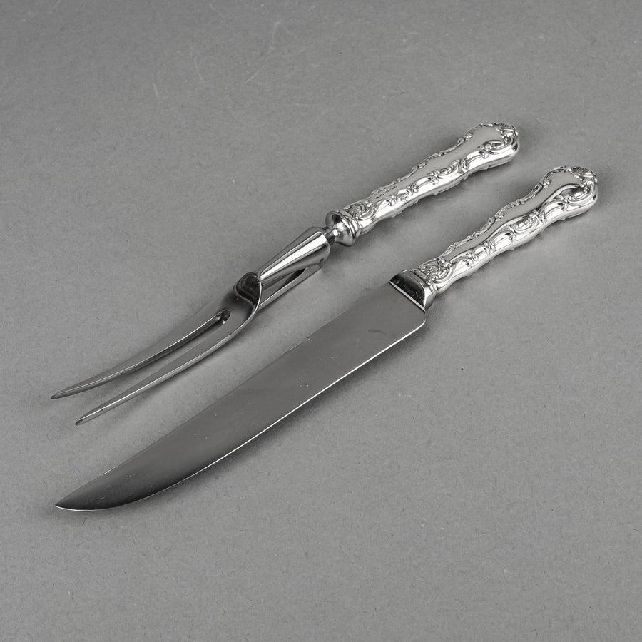 BIRKS Pompadour Sterling Handle Stainless Steel Craving Set 2 Pieces