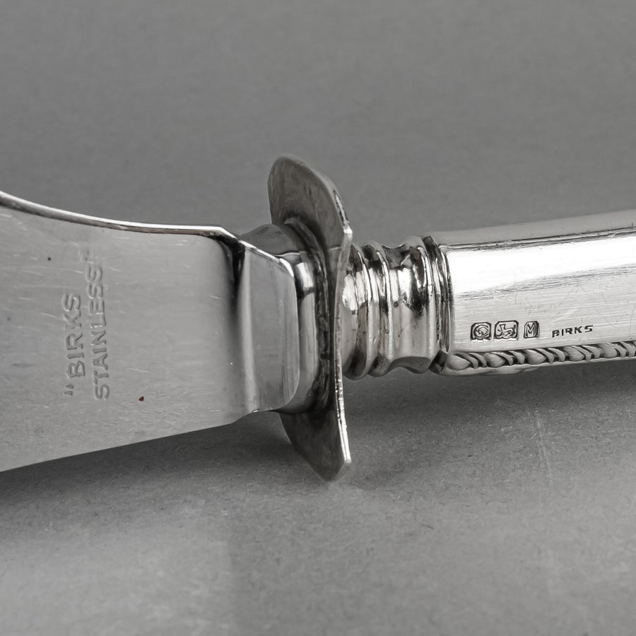 BIRKS George II Plain Sterling Handle Stainless Steel Carving Set 2 Pieces