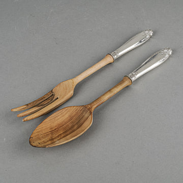 INTERNATIONAL SILVER Prelude Sterling Handle Wooden Salad Server Set - 2 Pieces