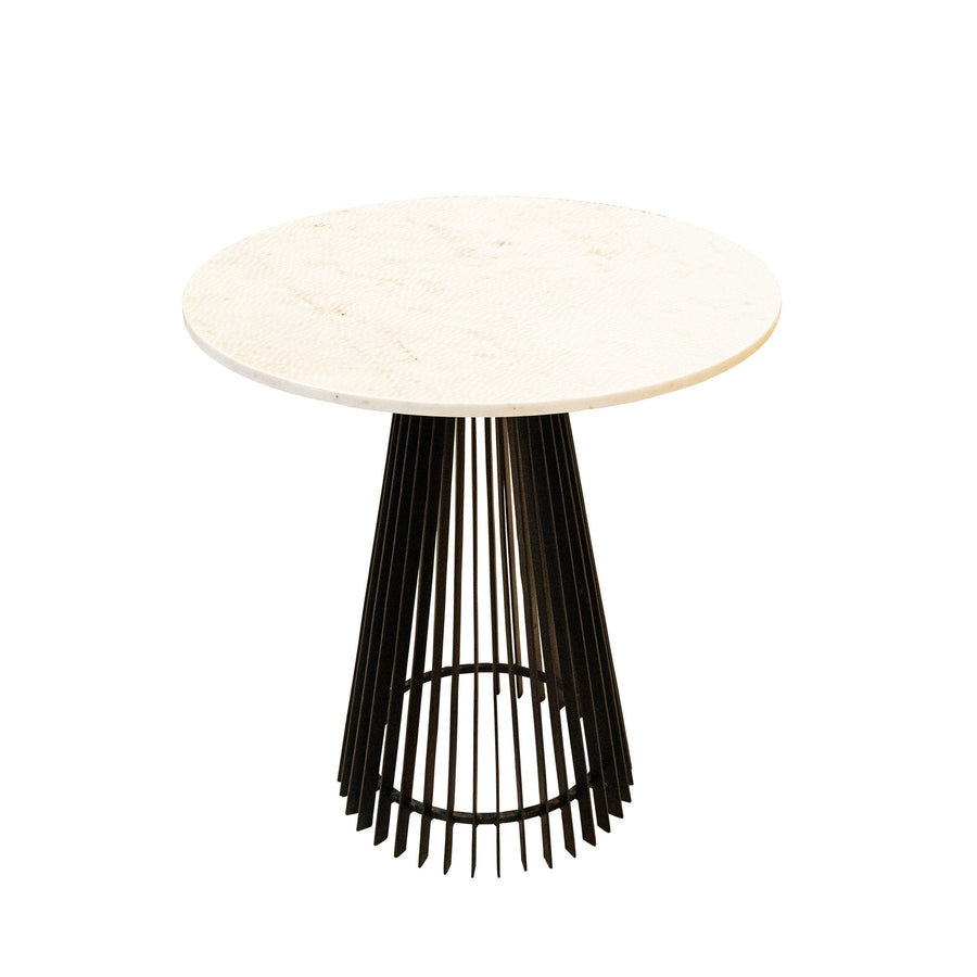 PAIR Niche Decor Jaime Stone & Steel End Tables