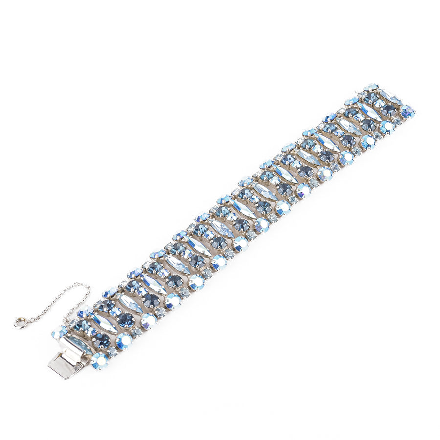 SHERMAN Blue Rhinestone Wide Bracelet