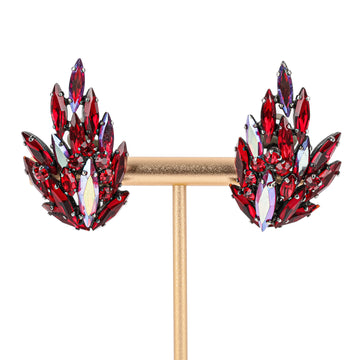 SHERMAN Clips - Japanned Red Rhinestone