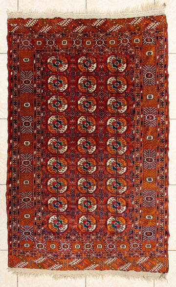 Hand Knotted Wool Turkmen Tekke Rug