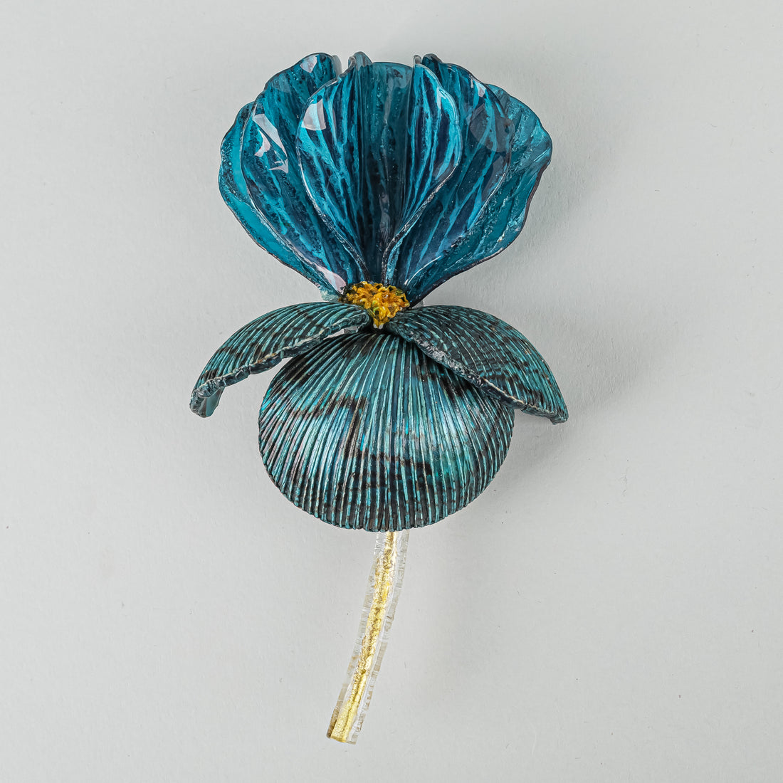 CILEA PARIS Emaline Resin Blue Iris Brooch