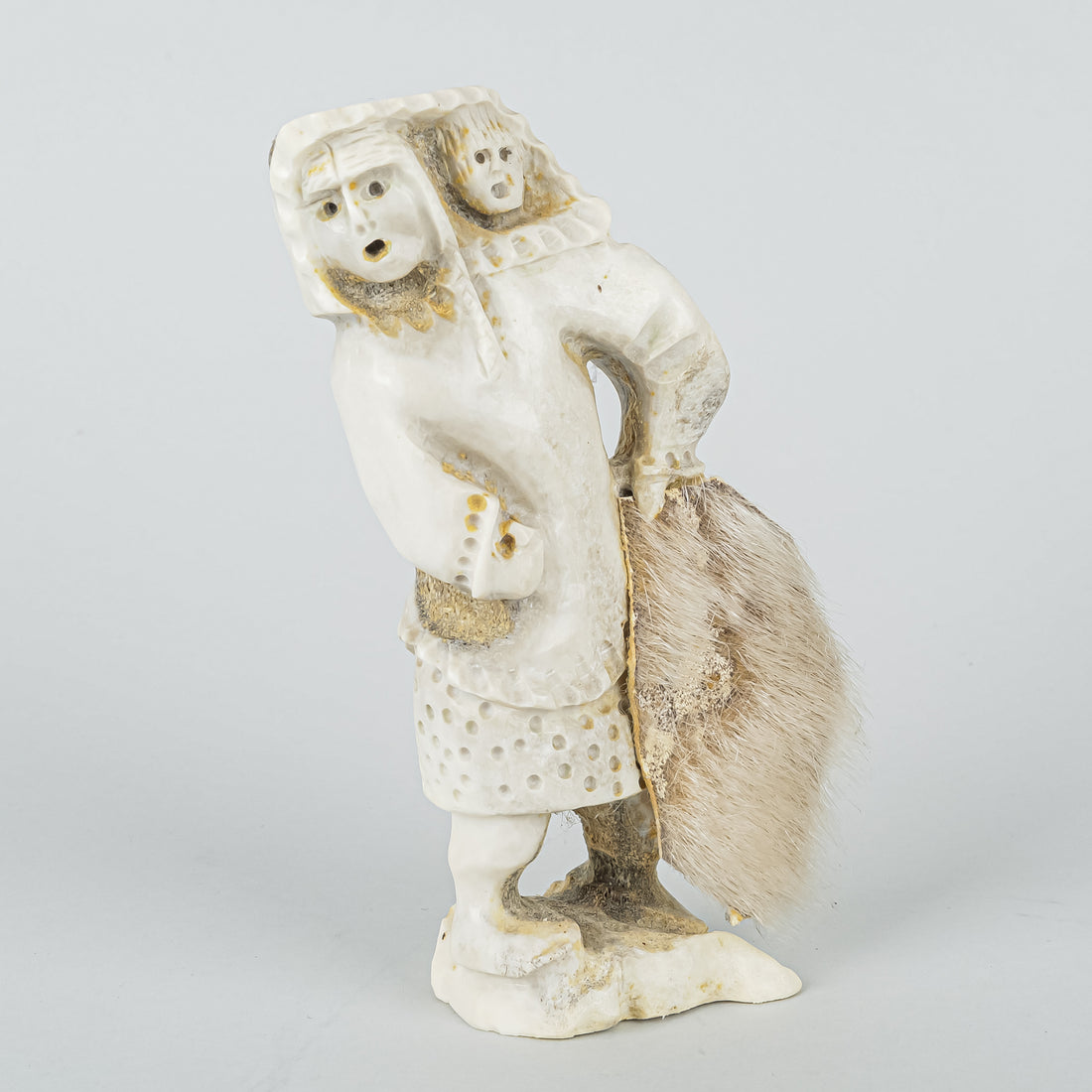 Guyasee Veevee (Inuit 1952) Woman And Child With Fur