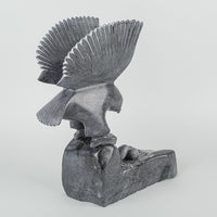 Inuit Carved Stone Sculpture - Bird Standing Over Nest