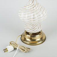Vintage Murano Style White And Gold Swirl Art Glass Lamp