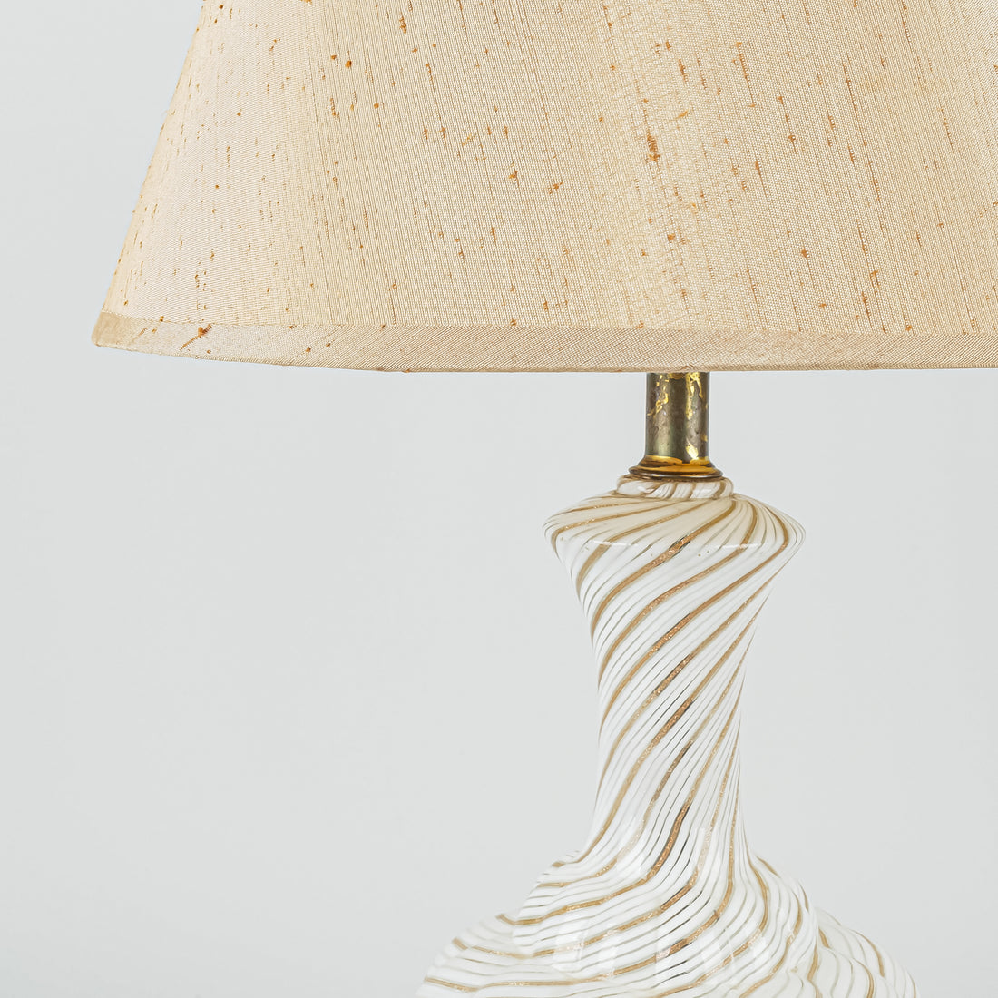 Vintage Murano Style White And Gold Swirl Art Glass Lamp