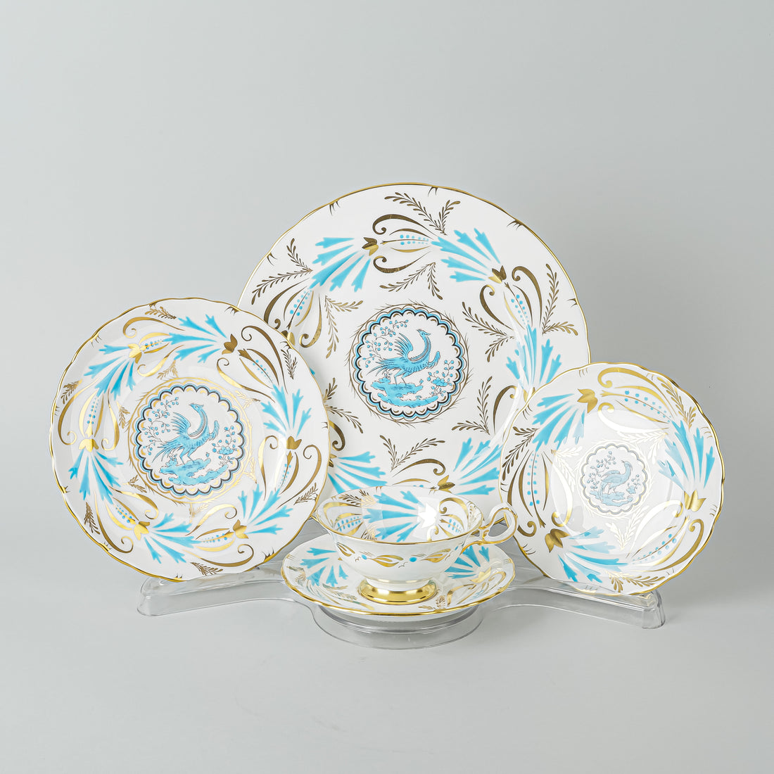 ROYAL CHELSEA 3800A Turquoise Bird 56 Pieces