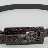 SAINT LAURENT Glossy Crocodile Embossed Leather