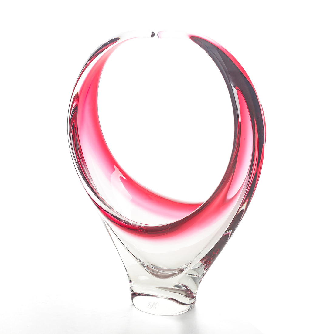 CHALET Free Form Art Glass Basket - Cranberry