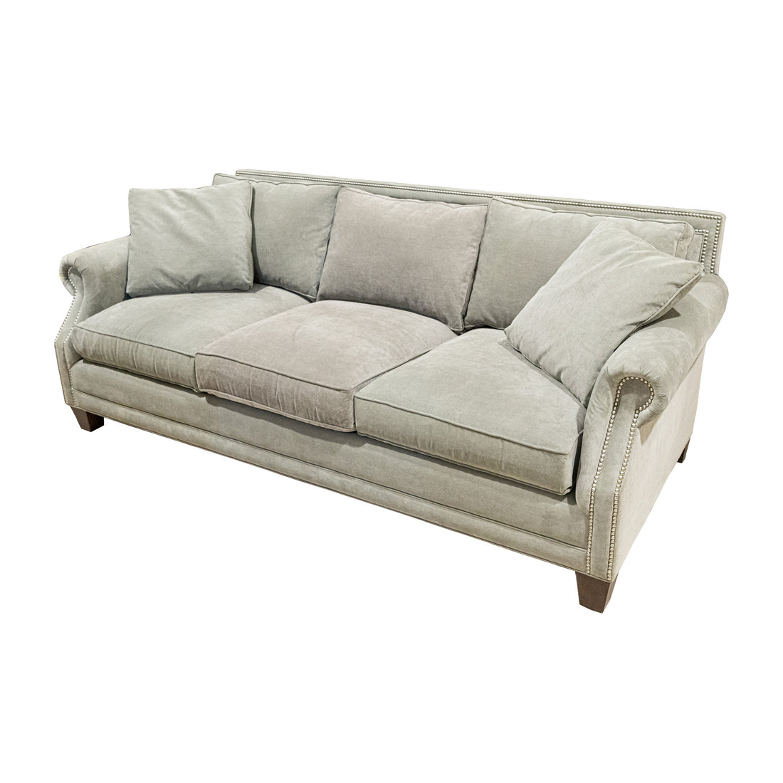 ART SHOPPE Grey Nailhead Sofa