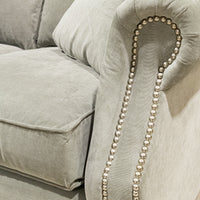 ART SHOPPE Grey Nailhead Sofa