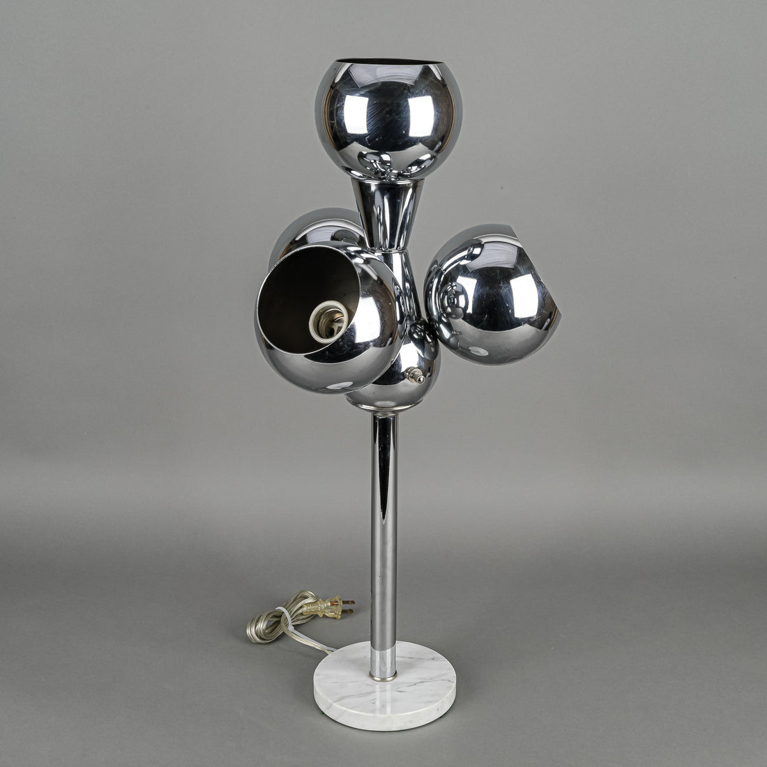 Sonneman Style Chrome Eyeball Table Lamps - Set Of 2
