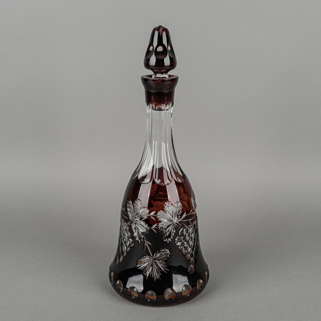 Crystal Red Case Cut To Clear Decanter And Stopper