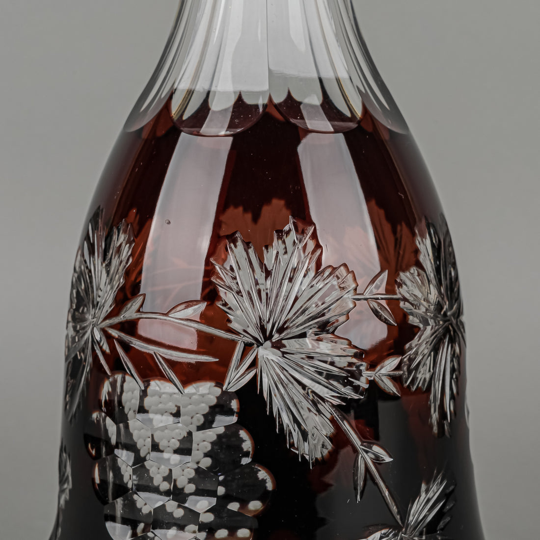 Crystal Red Case Cut To Clear Decanter And Stopper