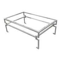 Painted Steel Coffee Table With Glass Top And Shelf