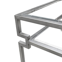 Painted Steel Coffee Table With Glass Top And Shelf