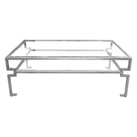 Painted Steel Coffee Table With Glass Top And Shelf