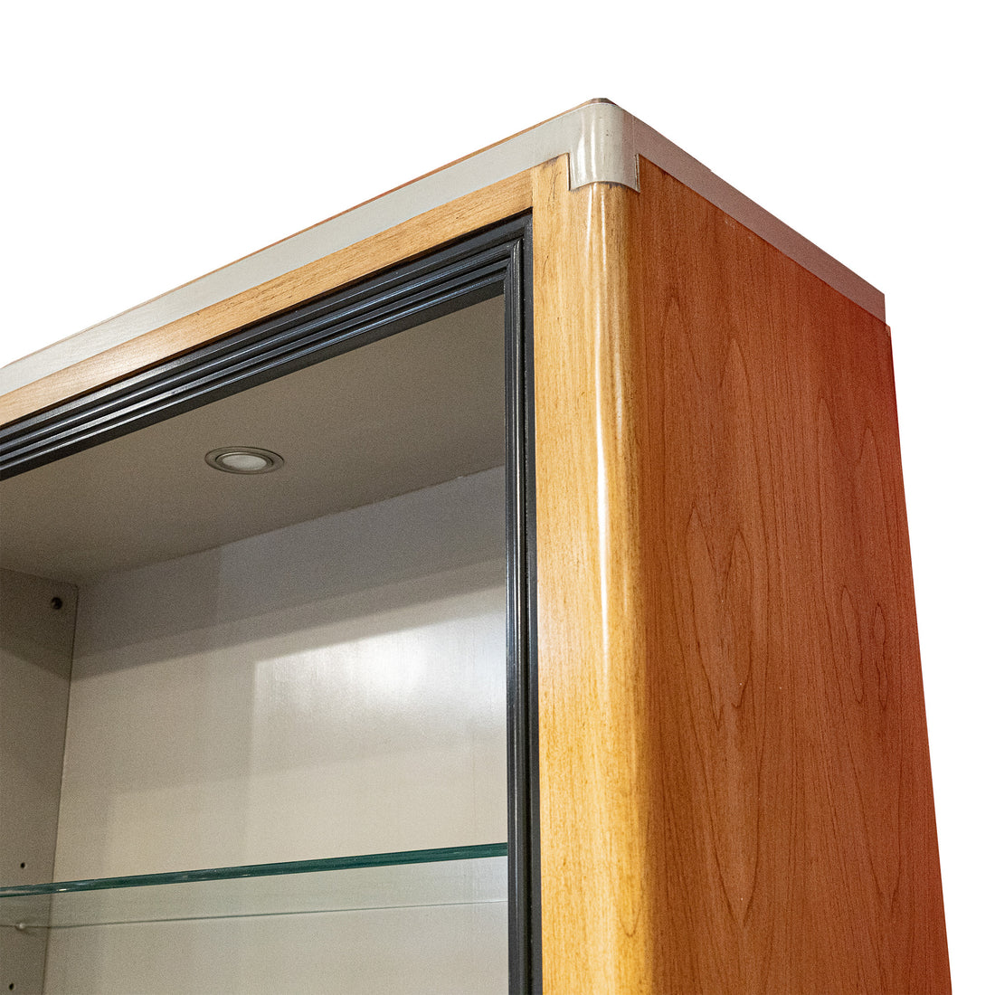 Beige Glazed Display Shelves With Black Accents 2 Pieces