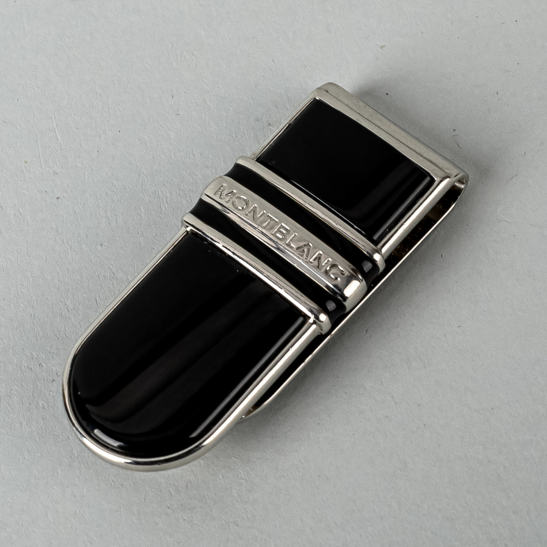 MONTBLANC Sterling Silver Platinum Plated Black Onyx Money Clip