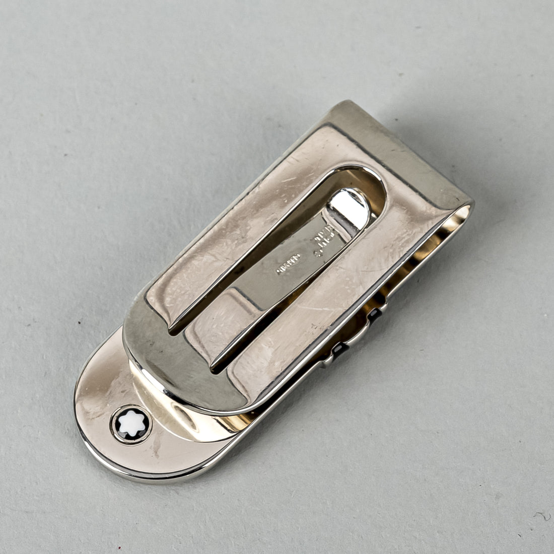 MONTBLANC Sterling Silver Platinum Plated Black Onyx Money Clip