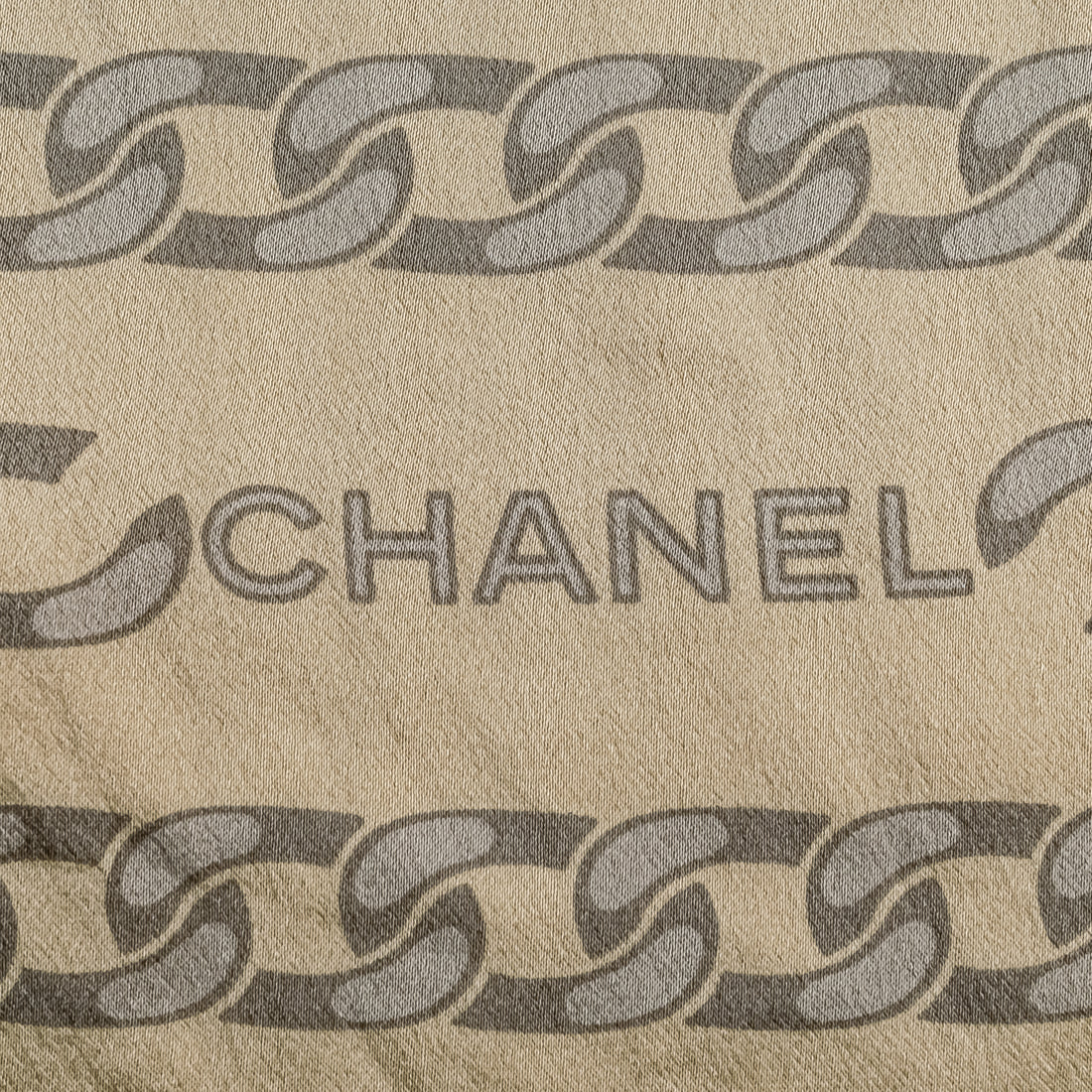 CHANEL Vintage Double Silk Chain Link Champagne Scarf