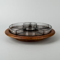 DIGSMED DENMARK Teak Lazy Susan With Glass Inserts 7 Pieces