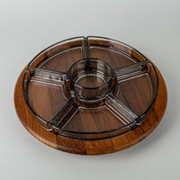 DIGSMED DENMARK Teak Lazy Susan With Glass Inserts 7 Pieces