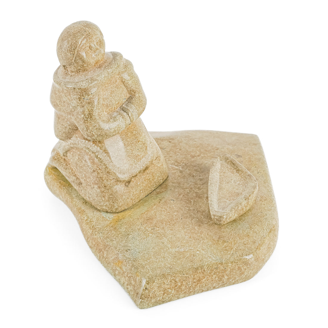 Inuit Stone Carving Woman Kneeling With Whale Oil Lamp