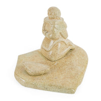 Inuit Stone Carving Woman Kneeling With Whale Oil Lamp