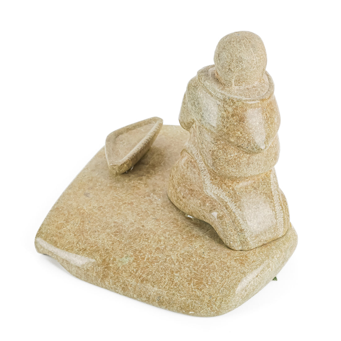 Inuit Stone Carving Woman Kneeling With Whale Oil Lamp