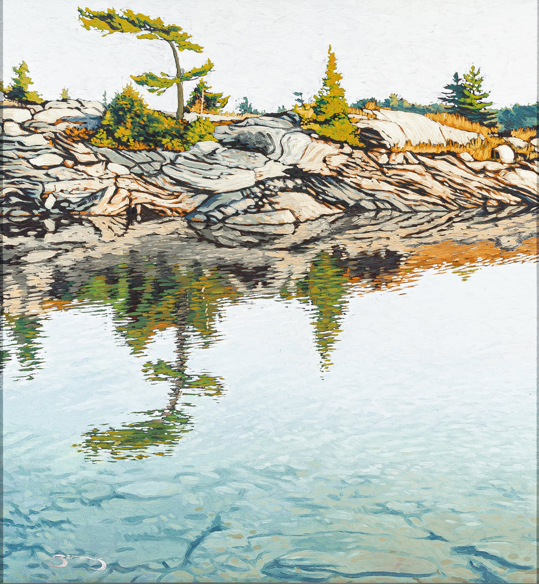 Mark Berens (Canadian 1977) Rocky Shore With Trees