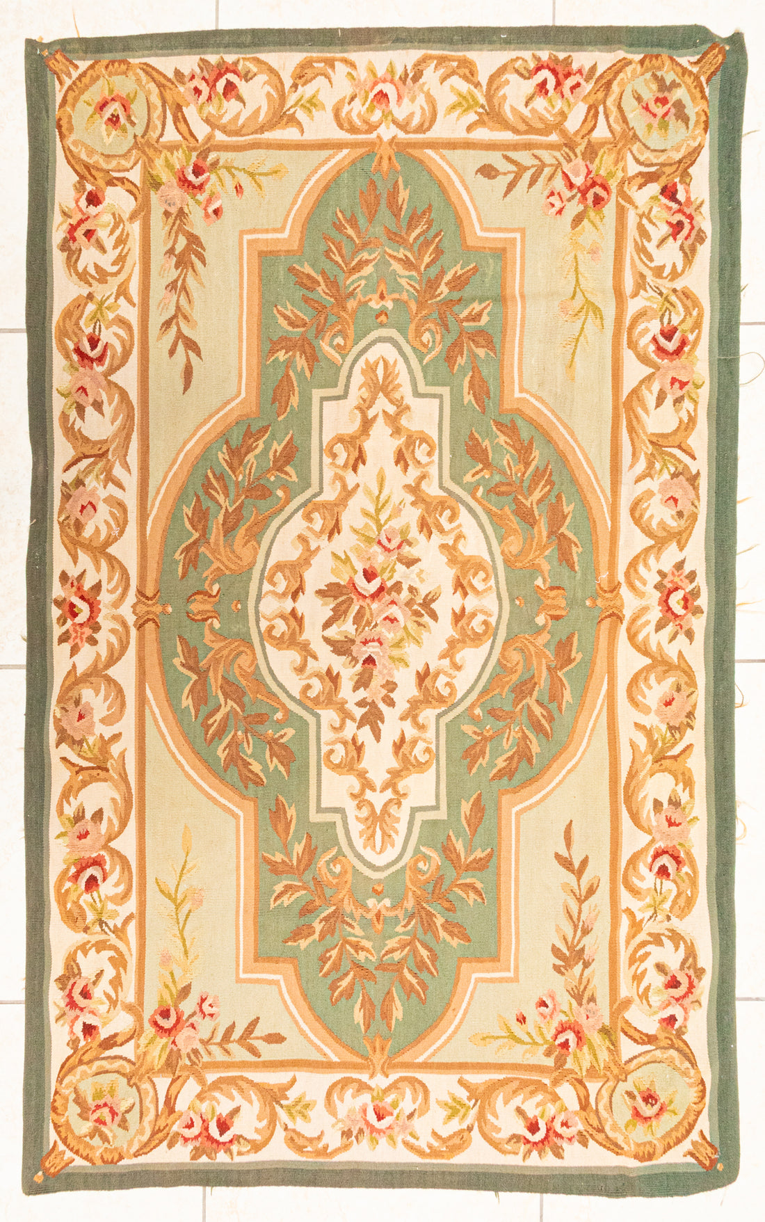 Wool Aubusson Style Needlepoint Rug 61"x37"