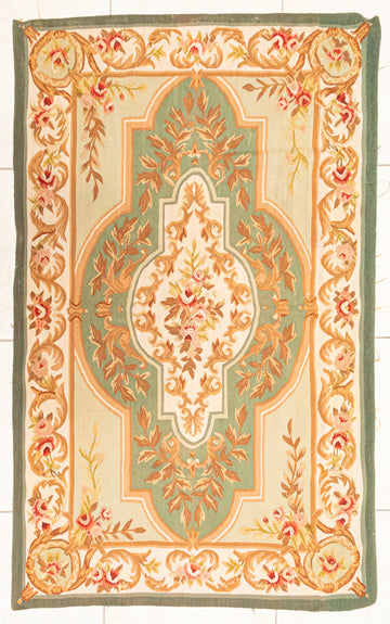 Wool Aubusson Style Needlepoint Rug 61"x37"