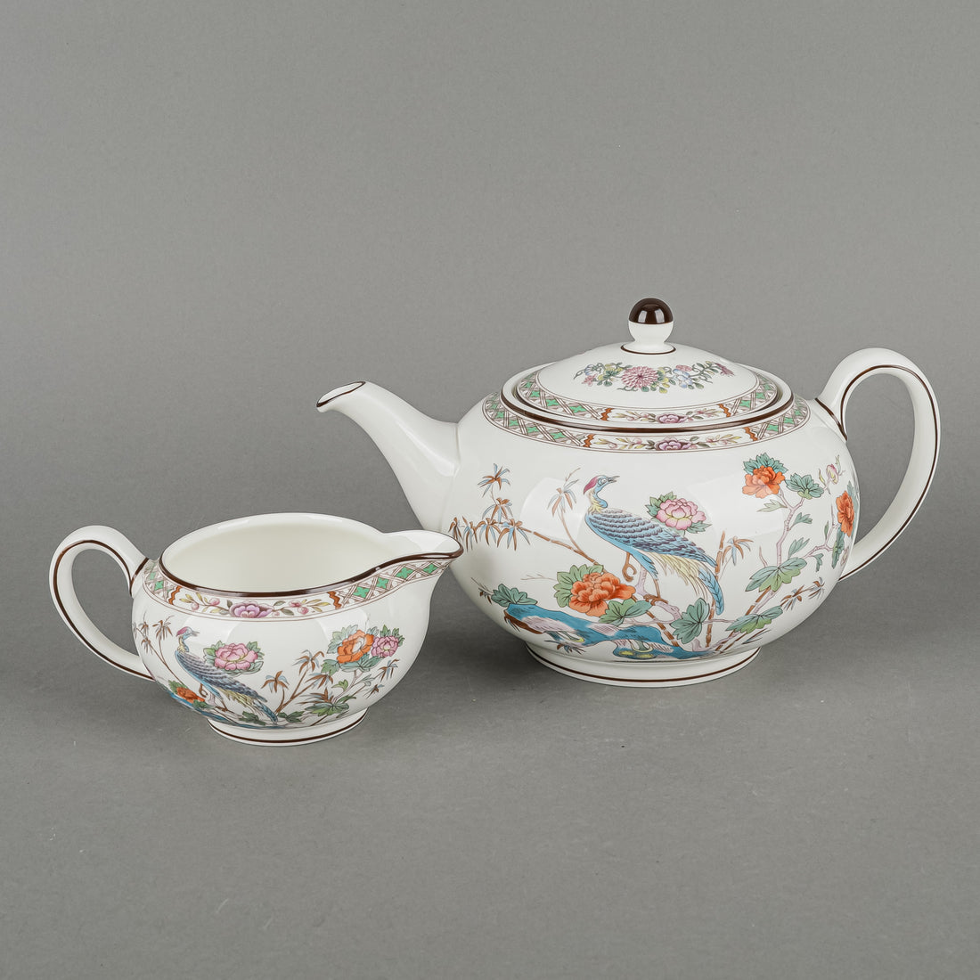 WEDGWOOD Kutani Crane Teapot w/Lid & Creamer