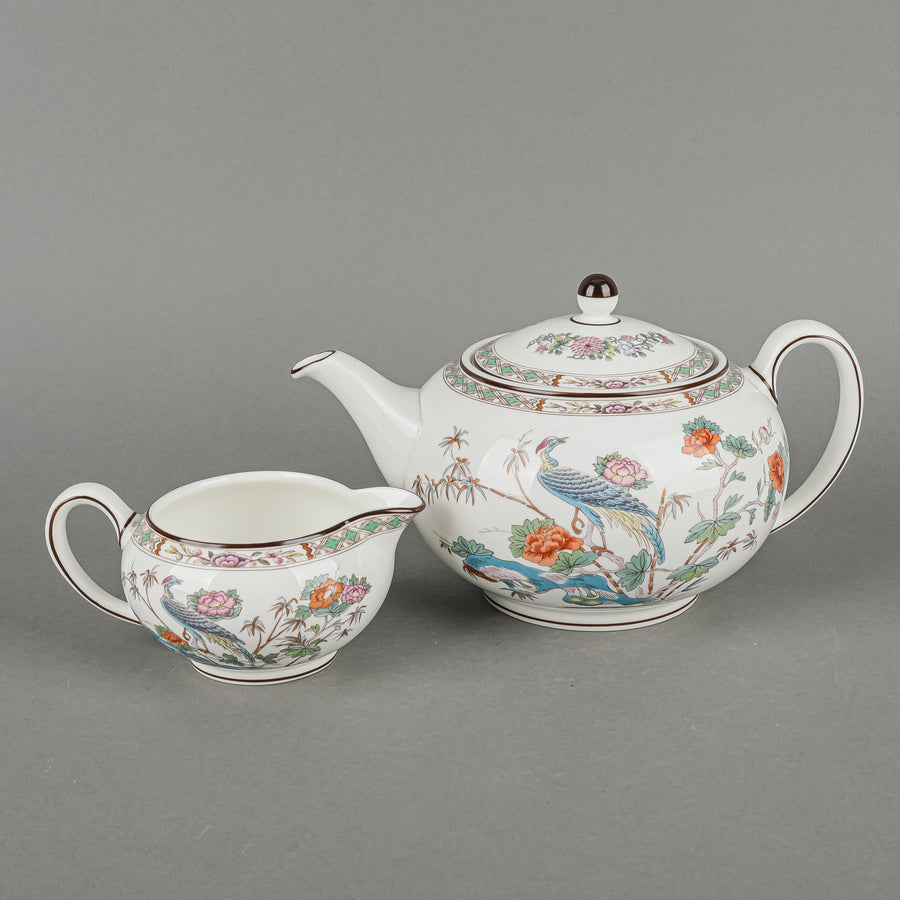 WEDGWOOD Kutani Crane Teapot w/Lid & Creamer
