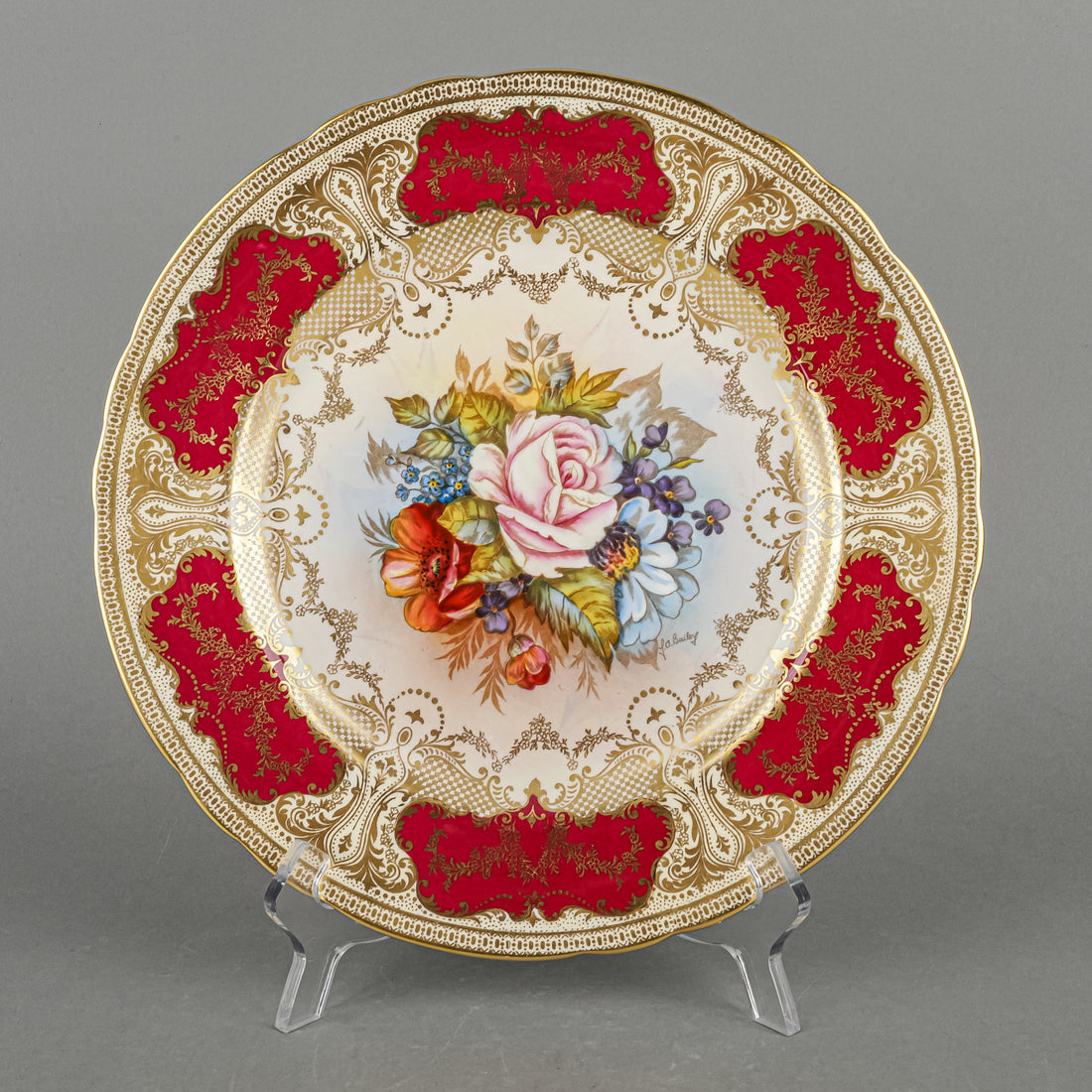 AYNSLEY JA Bailey Cabbage Rose 4953 Cabinet Plate